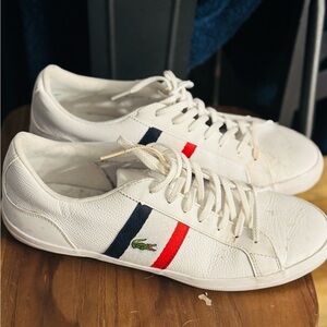Lacoste White and Red Sneakers Classic Tennis Style
